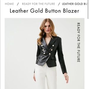 NWOT Karen Millen Leather Blazer with gold buttons
